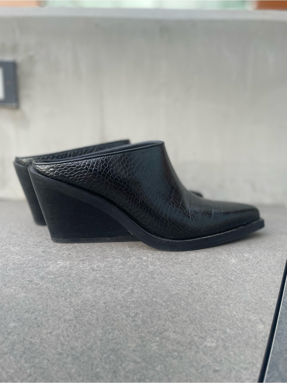 rag & bone Black Wedge Mules -size 8